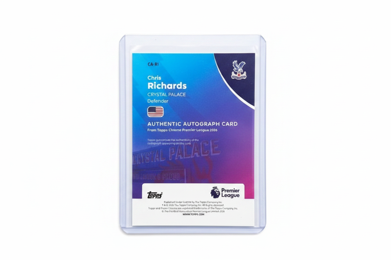 Chris Richards 2025-26 Topps Chrome Premier League Auto Green Refractor 61/99 CA-RI Crystal Palace - Retro