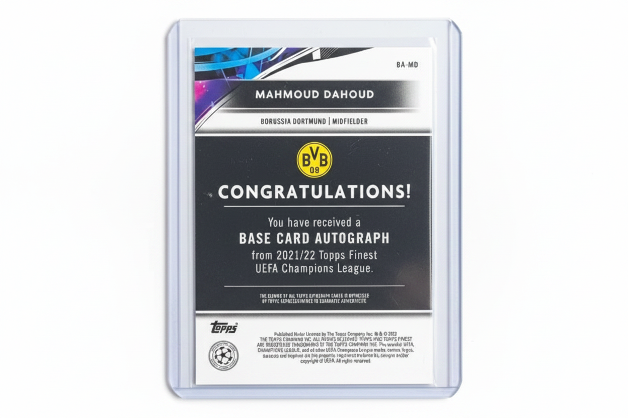 Mahmoud Dahoud 2021-22 Topps Finest UEFA Champions League Base Card Autograph BA-MD Borussia Dortmund - Retro