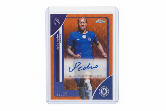 João Pedro 2026 Topps Chrome Premier League Base Autograph Orange Wave Refractor CA-JO 22/25 Chelsea - Fronte