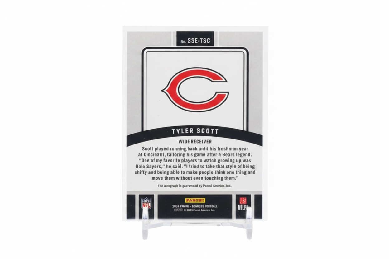 Tyler Scott 2024 Panini Donruss Football Signature Series Auto RC SSE-TSC Chicago Bears - Retro