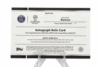 Goncalo Ramos 2024-25 Topps Museum Collection UEFA Autograph Relic MAR-GO /75 PSG - Retro