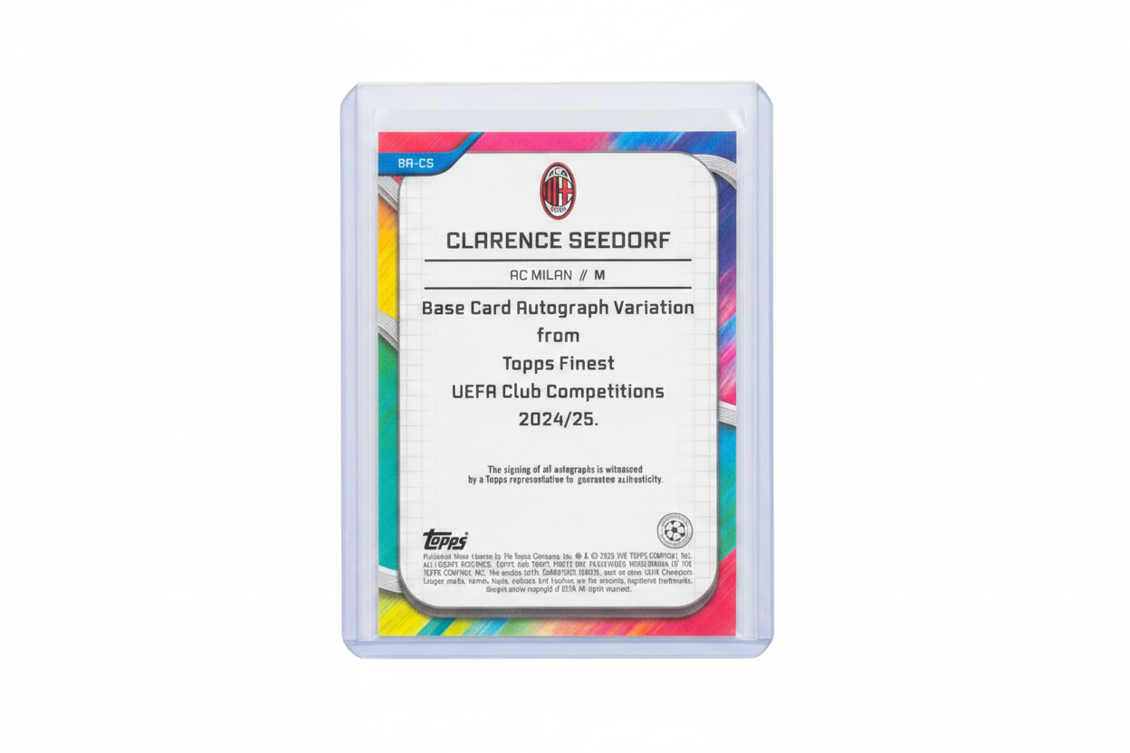 Clarence Seedorf 2024-25 Topps Finest UEFA Club Competitions Base Auto Variation BA-CS 64/99 AC Milan - Retro