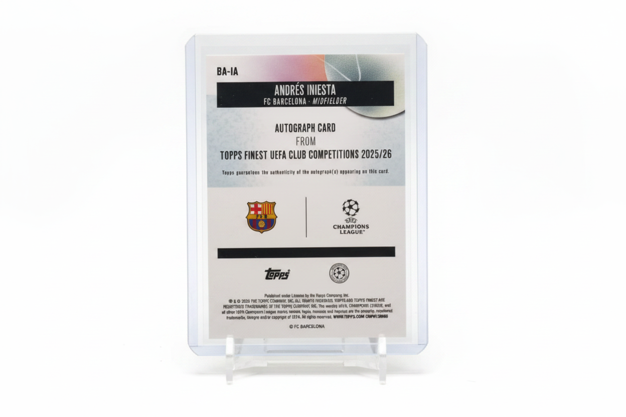 Andrés Iniesta 2025-26 Topps Finest UEFA Club Competitions Base Autograph BA-IA 02/10 FC Barcelona - Retro