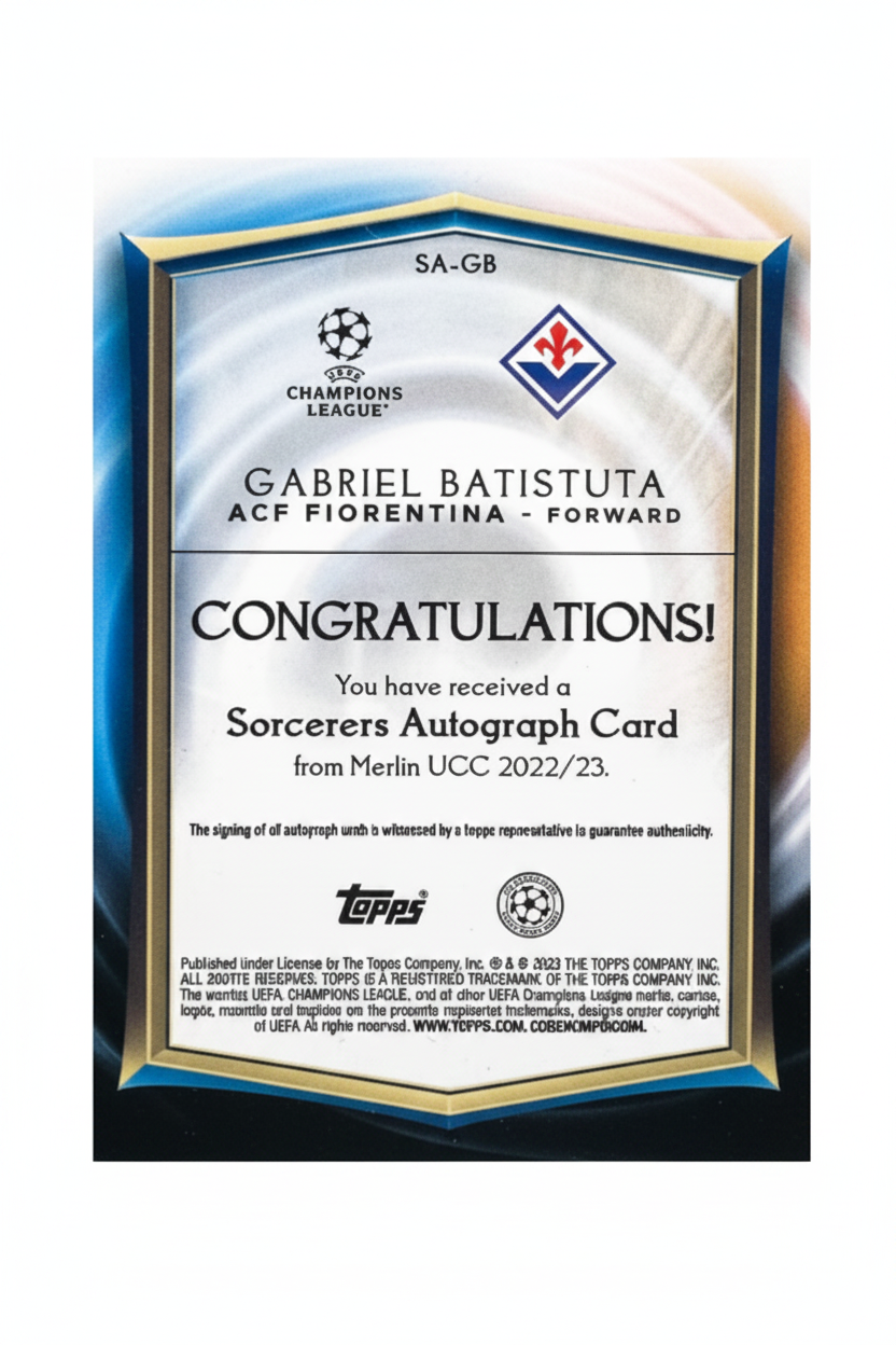 Gabriel Batistuta Sorcerers Auto Topps Merlin retro
