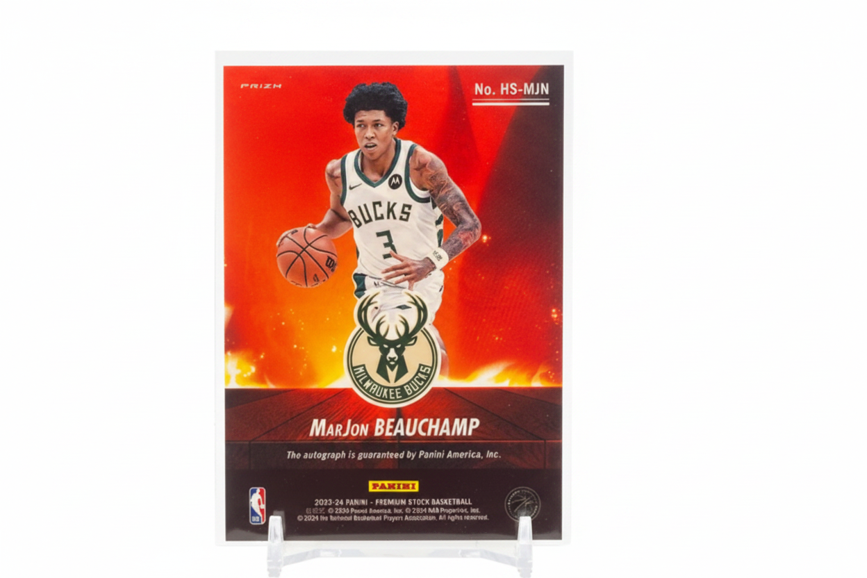 MarJon Beauchamp 2023-24 Panini NBA Hoops Hot Signatures Auto HS-MJN Milwaukee Bucks - Retro