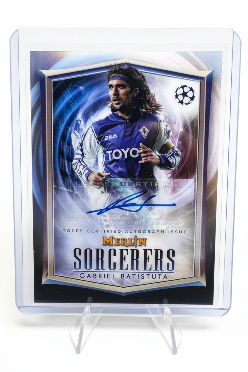Gabriel Batistuta Sorcerers Auto Topps Merlin fronte
