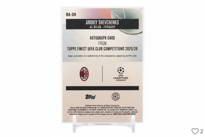 Andriy Shevchenko Topps Finest UEFA Club Competitions 2025/26 Gold /50 BA-SH - Retro carta