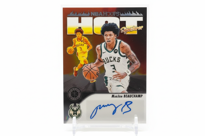 MarJon Beauchamp 2023-24 Panini NBA Hoops Hot Signatures Auto HS-MJN Milwaukee Bucks - Fronte