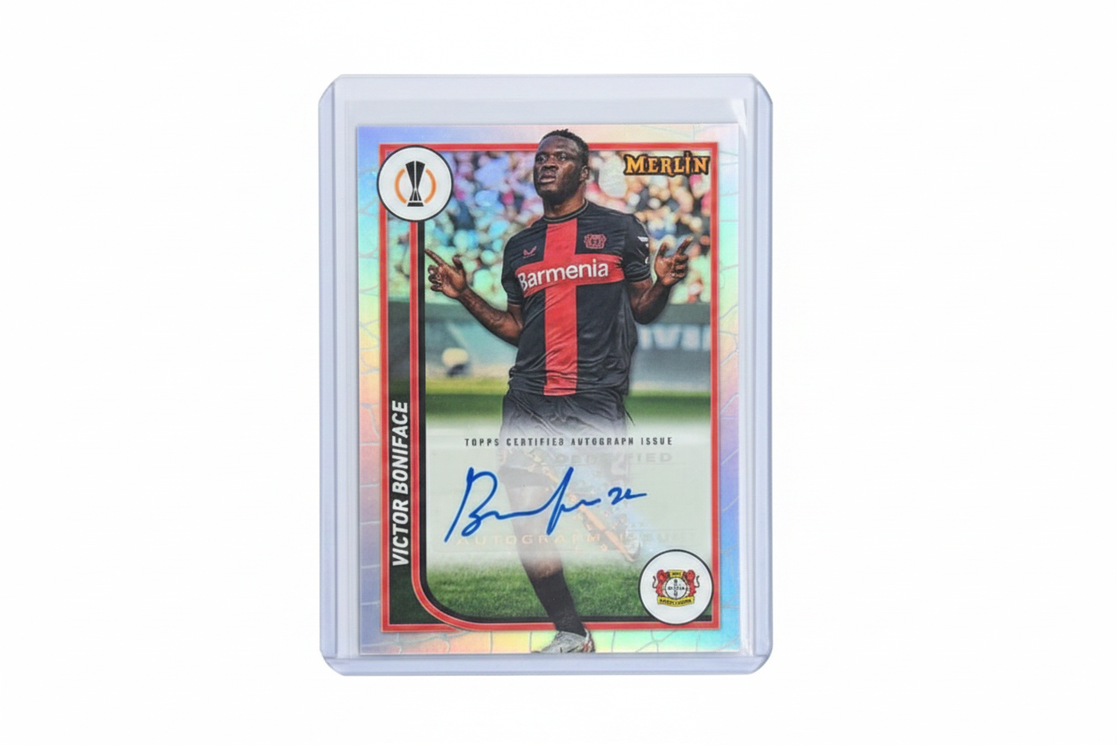 Victor Boniface 2023-24 Topps Merlin UEFA Club Competitions Autograph AU-VB Bayer 04 Leverkusen - Fronte