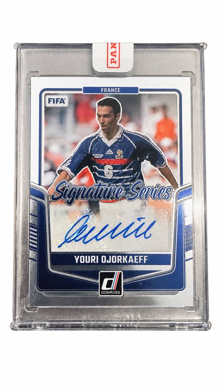 Youri Djorkaeff Francia Panini Donruss Signature Series Auto, fronte
