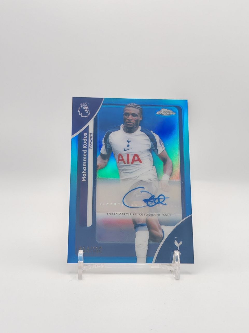 Mohammed Kudus Tottenham Topps Chrome Auto Blue 054/150, fronte