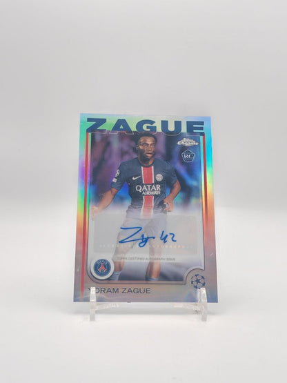 Yoram Zague PSG Topps Chrome UCC Base Auto RC, fronte