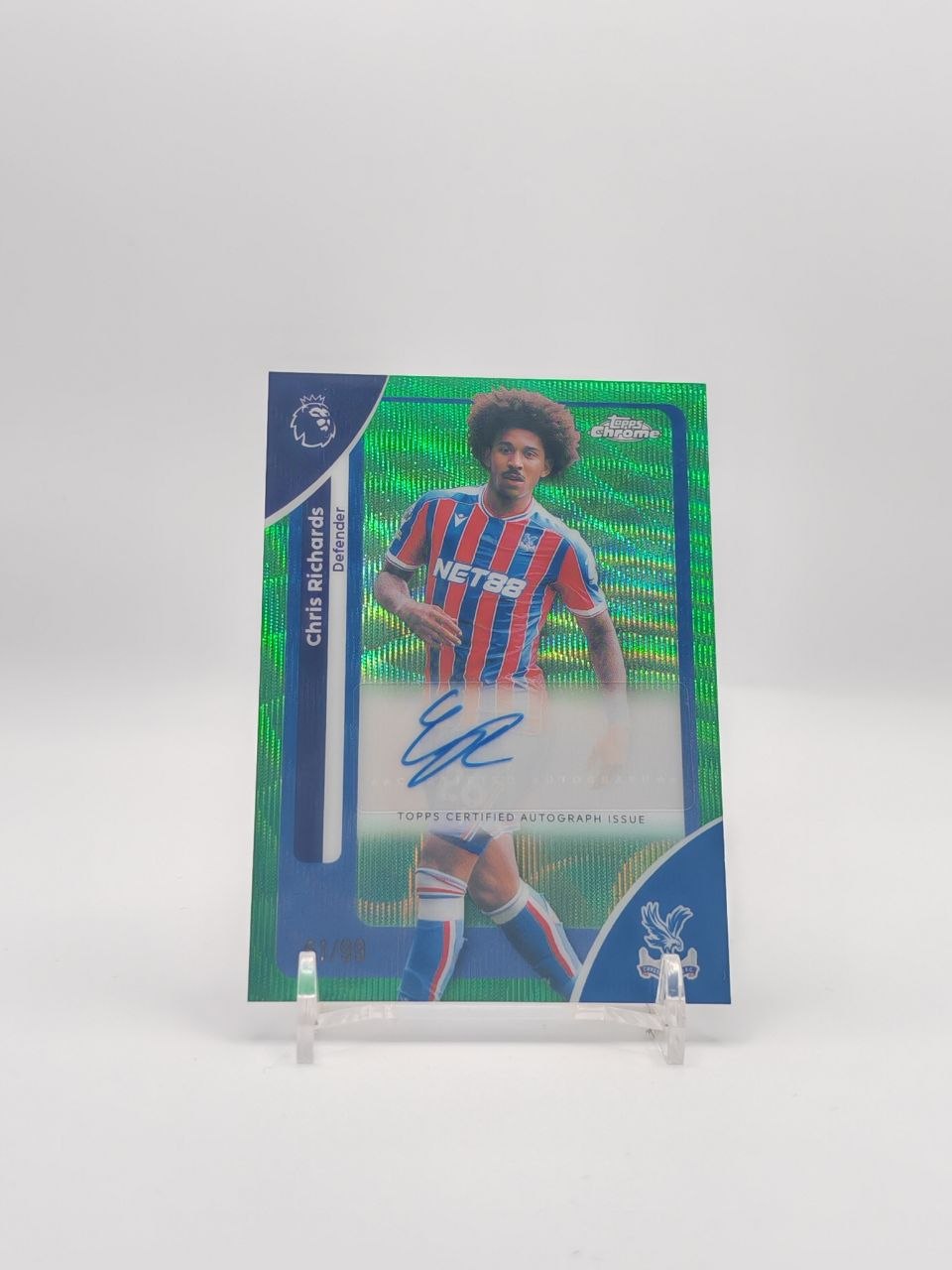 Chris Richards Crystal Palace Topps Chrome Auto Green 61/99, fronte