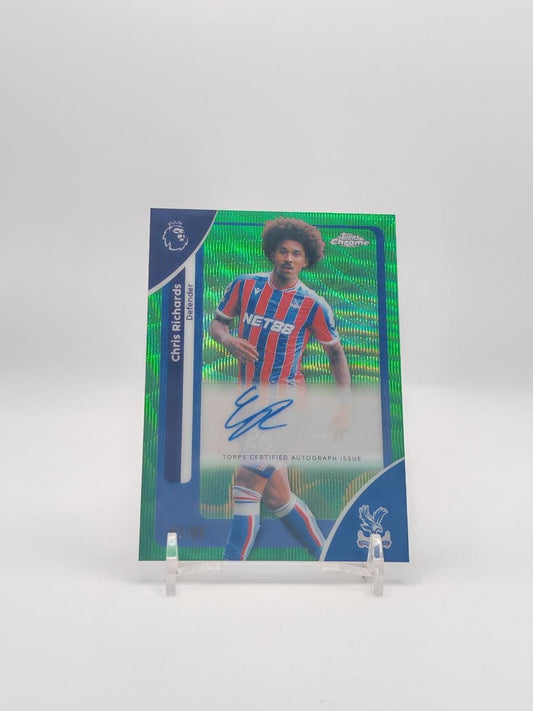 Chris Richards Crystal Palace Topps Chrome Auto Green 61/99, fronte