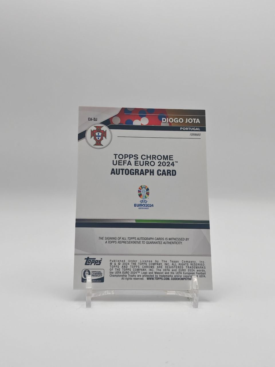 Diogo Jota Portogallo Topps Chrome UEFA Euro 2024 Auto, fronte