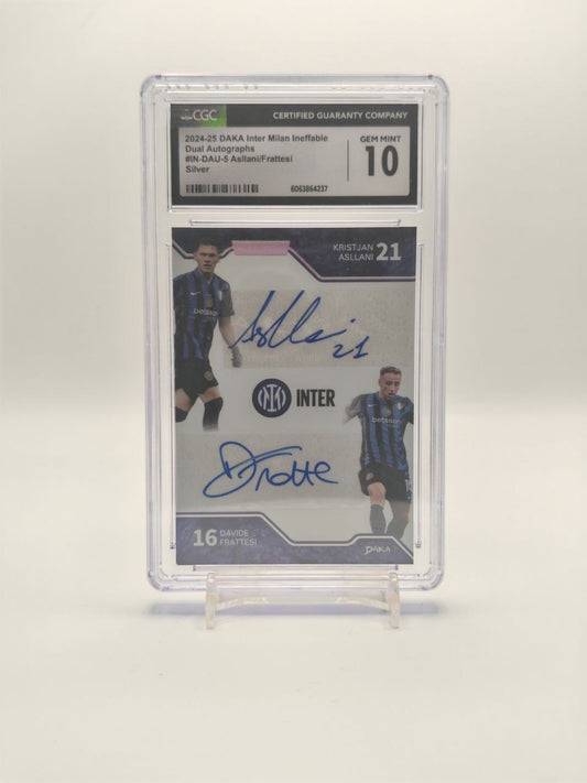 2024-25 DAKA INTER MILAN INEFFABLE KRISTJAN ASLLANI DAVIDE FRATTESI DUAL AUTOGRAPHS SILVER AUTO 02/10 CGC 10