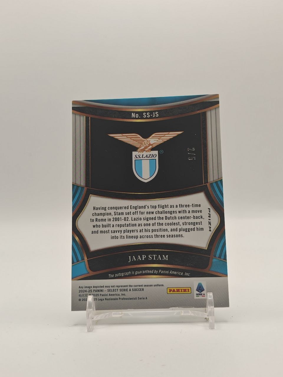 2024-25 PANINI SELECT SERIE A JAAP STAM LAZIO AUTO 2/5