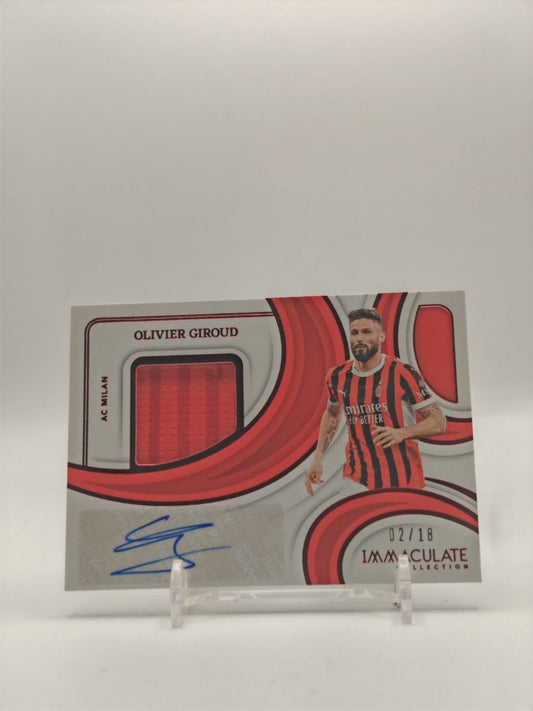 2024-25 PANINI IMMACULATE COLLECTION OLIVIER GIROUD MILAN PREMIUM SWATCH AUTOGRAPHS AUTO RELIC 02/18