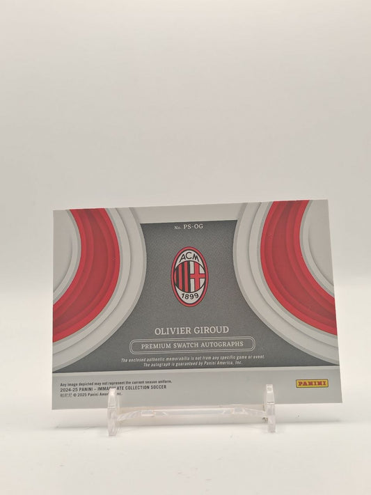 2024-25 PANINI IMMACULATE COLLECTION OLIVIER GIROUD MILAN PREMIUM SWATCH AUTOGRAPHS AUTO RELIC 02/18