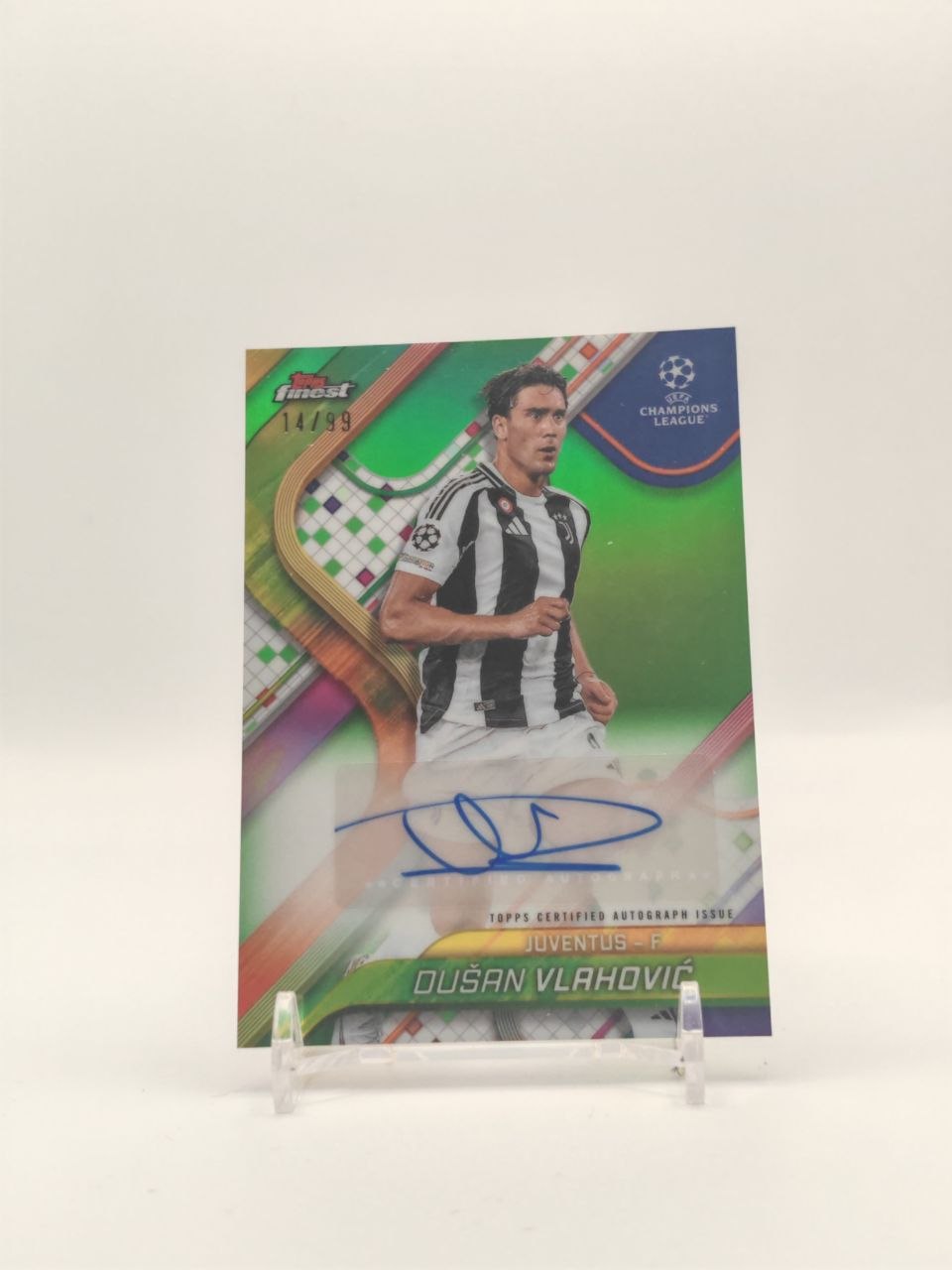 2024-25 TOPPS FINEST UEFA CLUB COMPETITIONS DUŠAN VLAHOVIĆ JUVENTUS AUTO 14/99