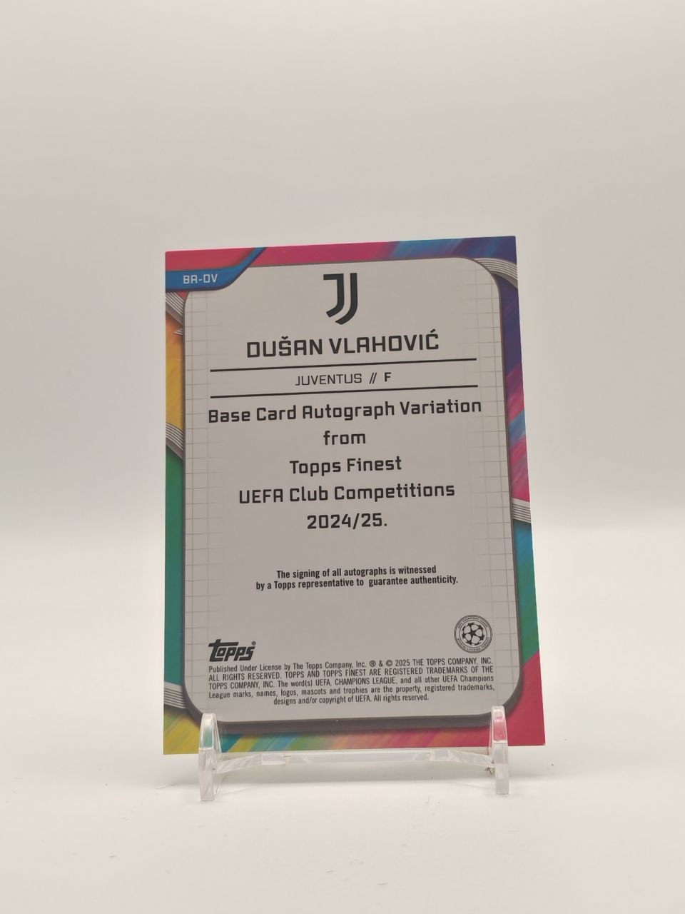 2024-25 TOPPS FINEST UEFA CLUB COMPETITIONS DUŠAN VLAHOVIĆ JUVENTUS AUTO 14/99