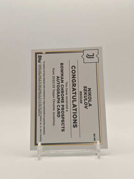 2022-23 TOPPS CHROME JUVENTUS NIKOLA SEKULOV BOWMAN CHROME PROSPECTS AUTO 1ST BOWMAN