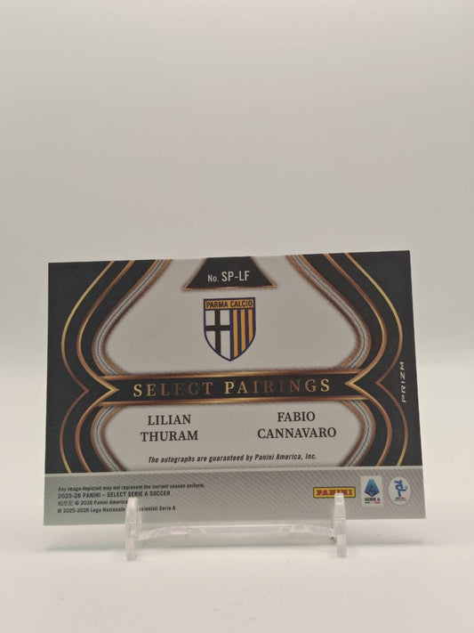 2025-26 PANINI SELECT SERIE A LILIAN THURAM FABIO CANNAVARO PARMA SELECT PAIRINGS DUAL AUTO