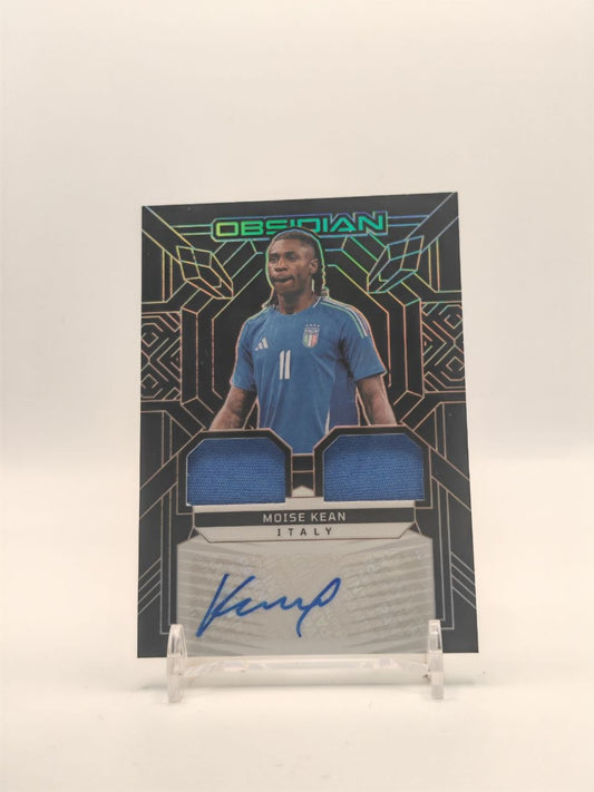 2024-25 PANINI OBSIDIAN MOISE KEAN ITALIA DUAL JERSEY AUTO RELIC 107/199