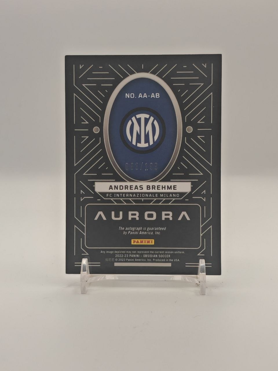 2022-23 PANINI OBSIDIAN ANDREAS BREHME INTER AURORA AUTO 063/199