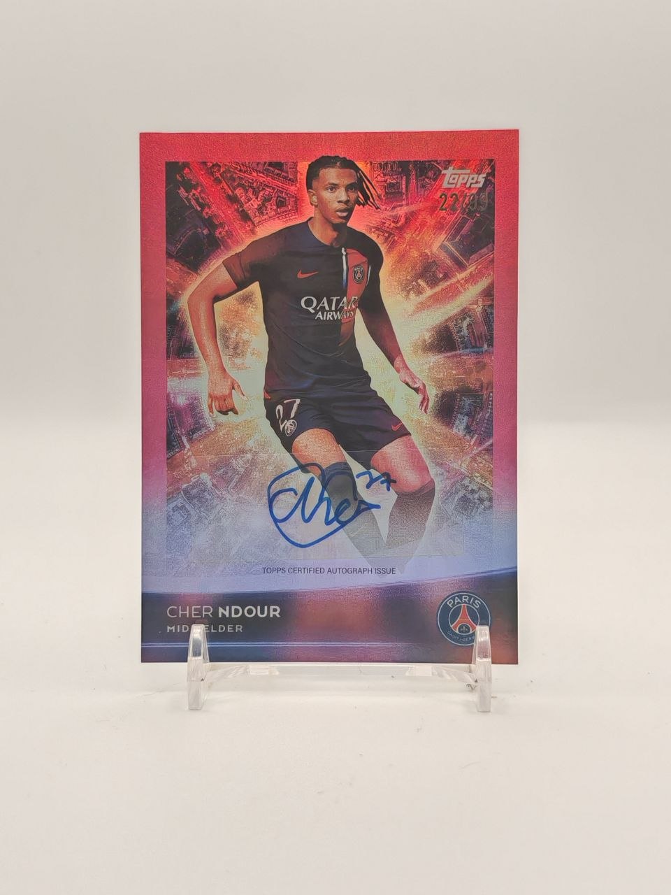 2023-24 TOPPS PSG TEAM SET CHER NDOUR LIGHT UP AUTO 22/99