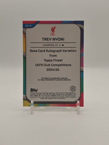 2024-25 TOPPS FINEST UEFA CLUB COMPETITIONS TREY NYONI LIVERPOOL AUTO RC 38/99