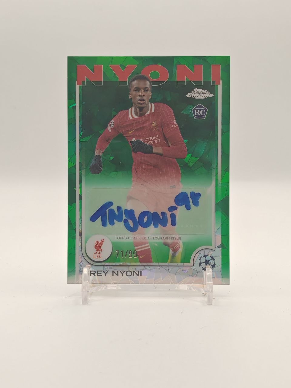 2024-25 TOPPS CHROME SAPPHIRE UEFA CLUB COMPETITIONS TREY NYONI LIVERPOOL AUTO RC 71/99