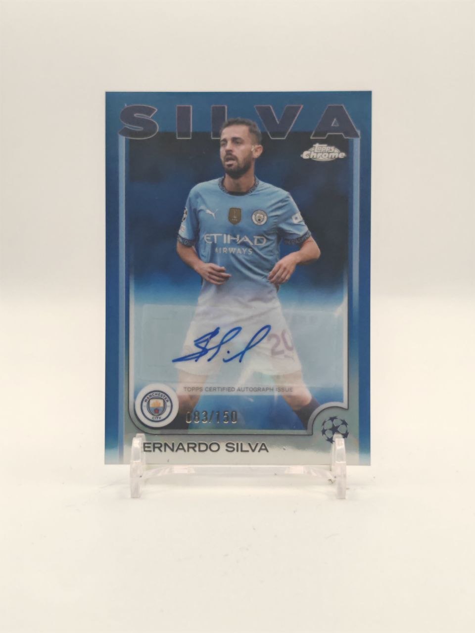 2024-25 TOPPS CHROME UEFA CLUB COMPETITIONS BERNARDO SILVA MANCHESTER CITY AUTO 083/150