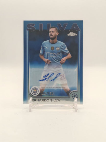2024-25 TOPPS CHROME UEFA CLUB COMPETITIONS BERNARDO SILVA MANCHESTER CITY AUTO 083/150