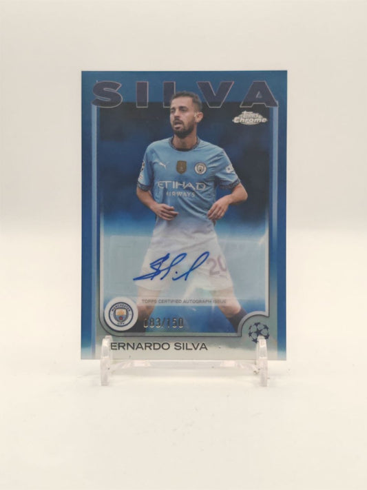 2024-25 TOPPS CHROME UEFA CLUB COMPETITIONS BERNARDO SILVA MANCHESTER CITY AUTO 083/150