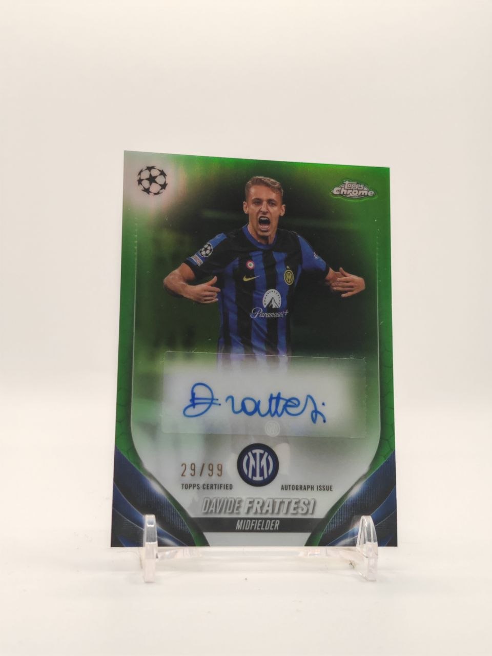 2023-24 TOPPS CHROME UEFA CLUB COMPETITIONS DAVIDE FRATTESI INTER AUTO 29/99