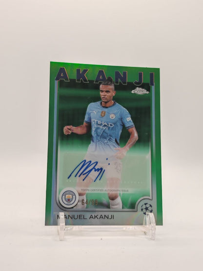 2024-25 TOPPS CHROME UEFA CLUB COMPETITIONS MANUEL AKANJI MANCHESTER CITY AUTO 64/99