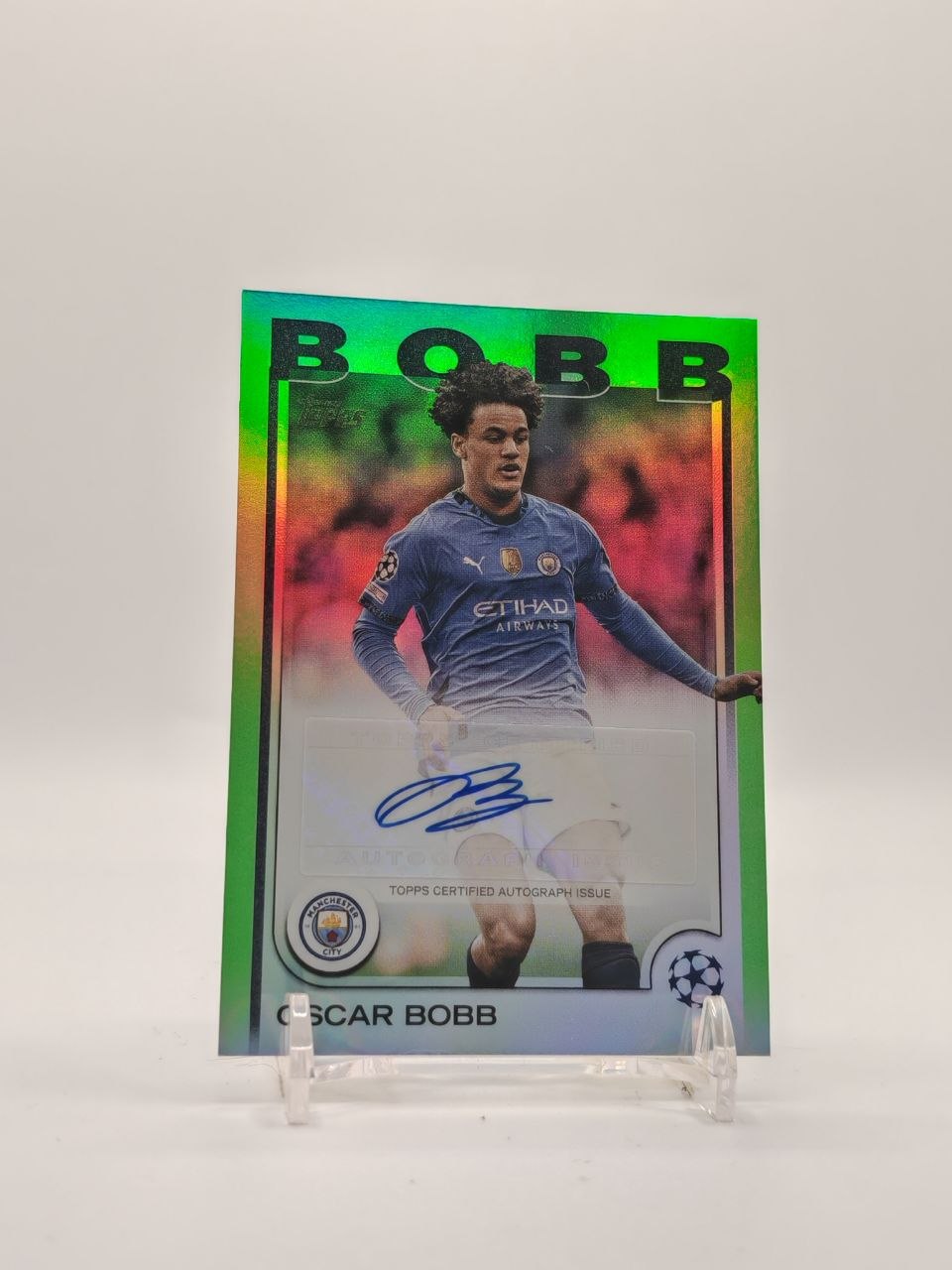 2024-25 TOPPS UEFA CLUB COMPETITIONS OSCAR BOBB MANCHESTER CITY AUTO 106/199