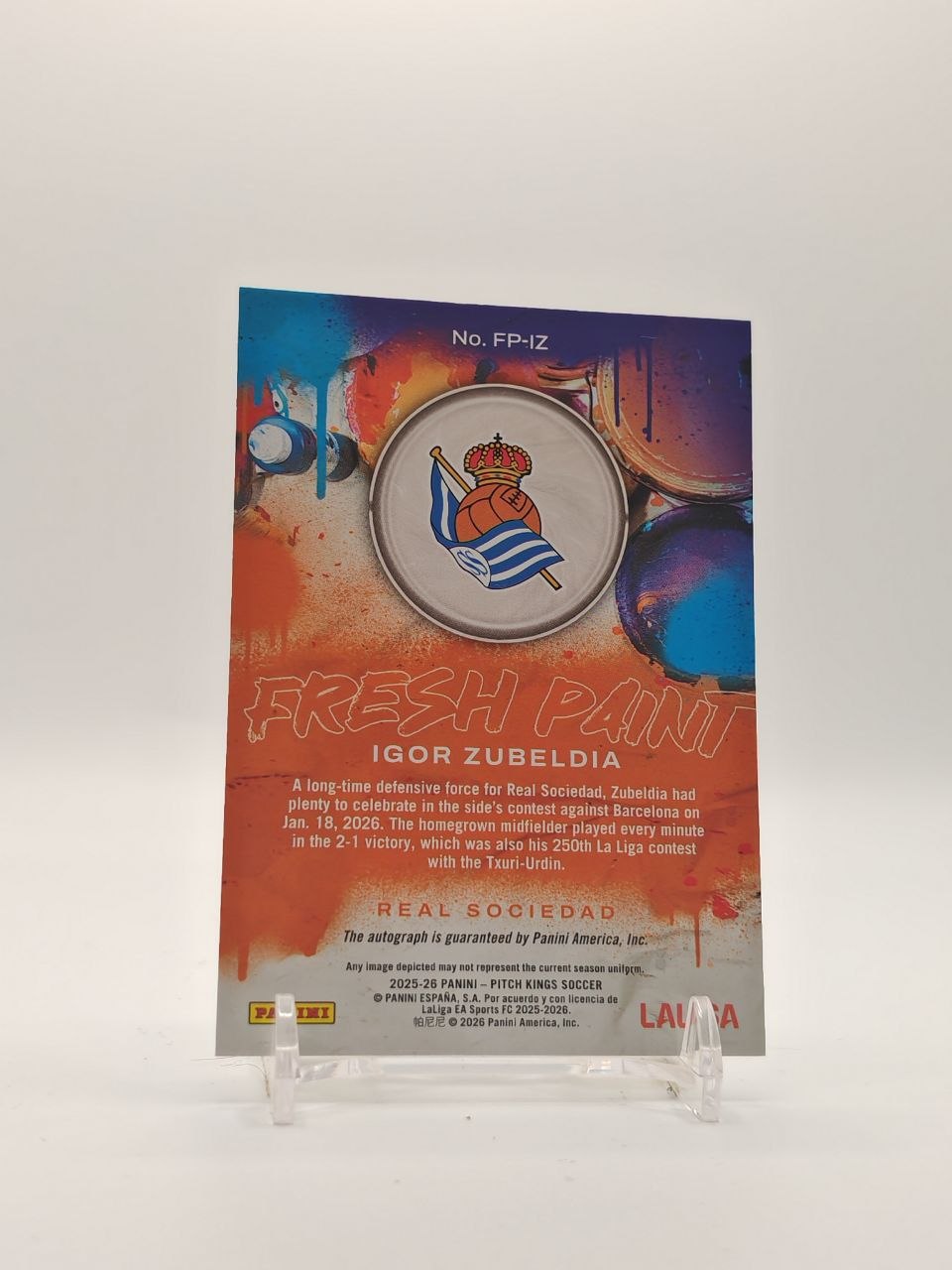 2025-26 PANINI PITCH KINGS IGOR ZUBELDIA REAL SOCIEDAD FRESH PAINT AUTO