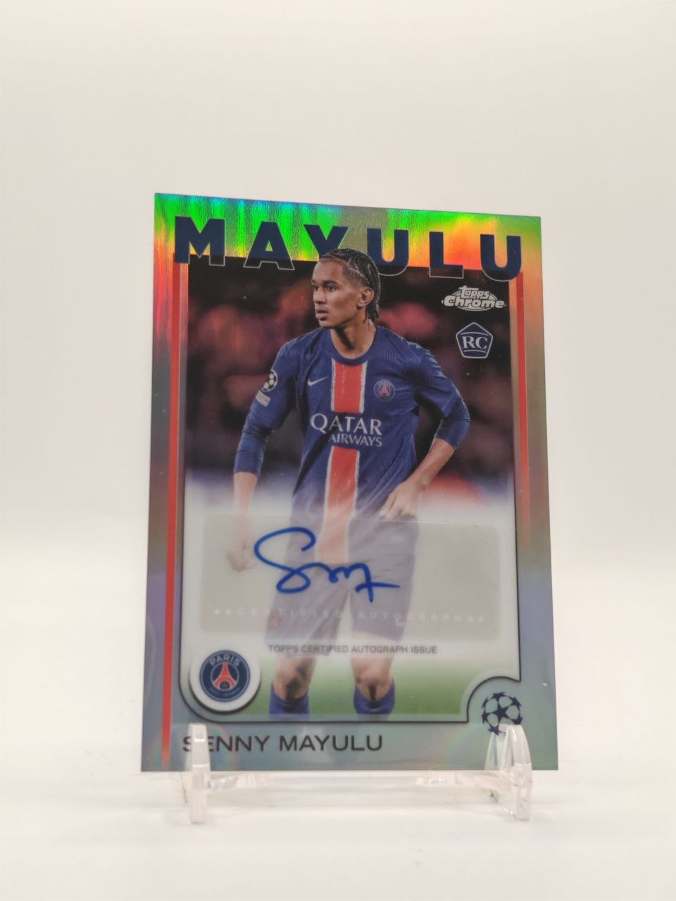 2024-25 TOPPS CHROME UEFA CLUB COMPETITIONS SENNY MAYULU PSG AUTO RC
