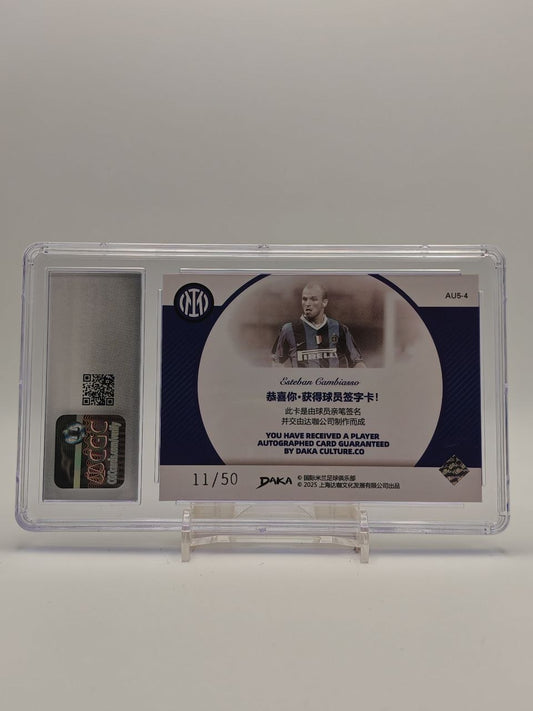 Card autografata di Esteban Cambiasso, retro