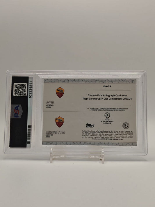 Retro Topps Chrome Cafu e Francesco Totti Dual Autographs nella custodia PSA