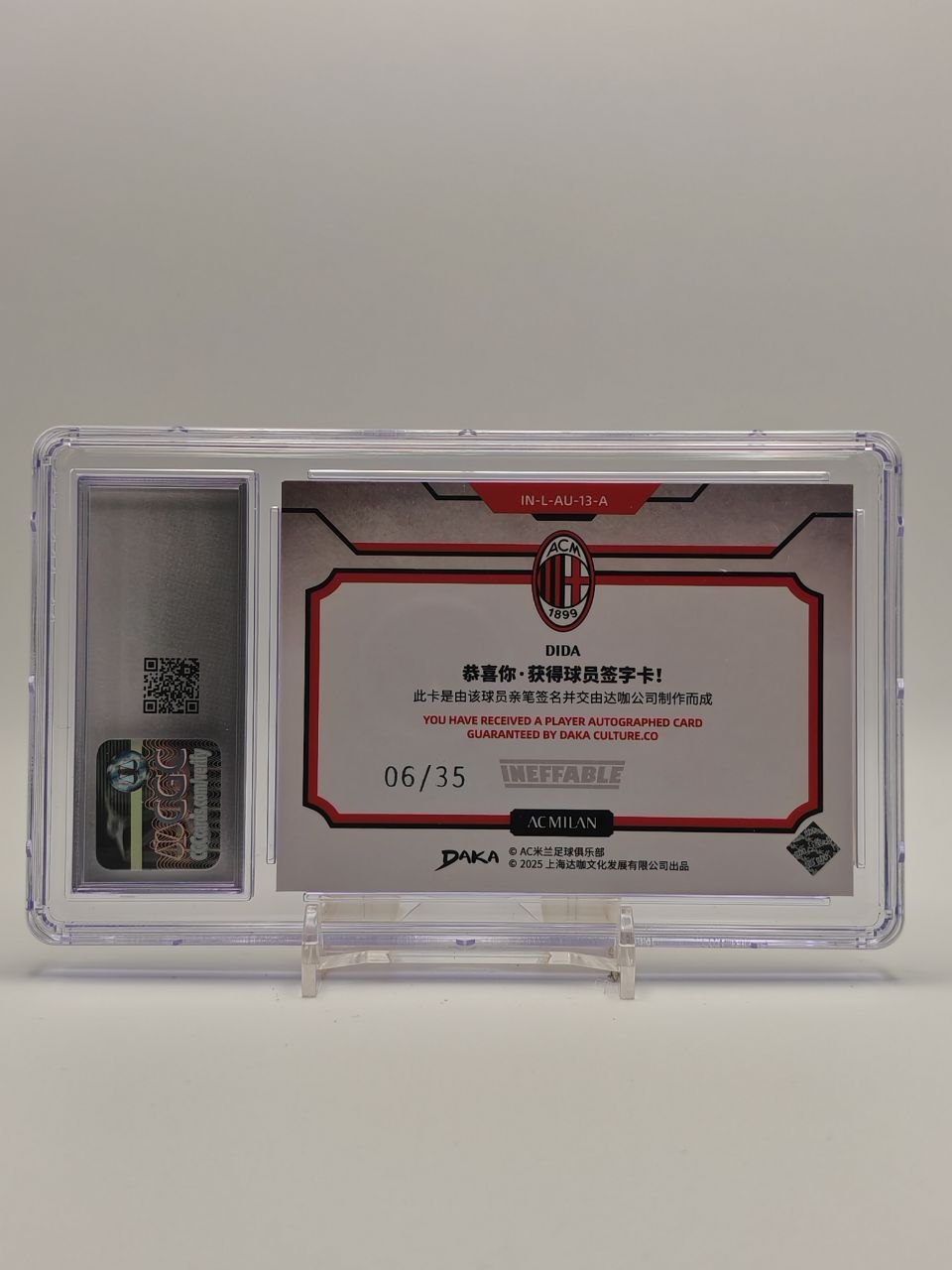 Retro card Dida AC Milan DAKA numerata 06/35