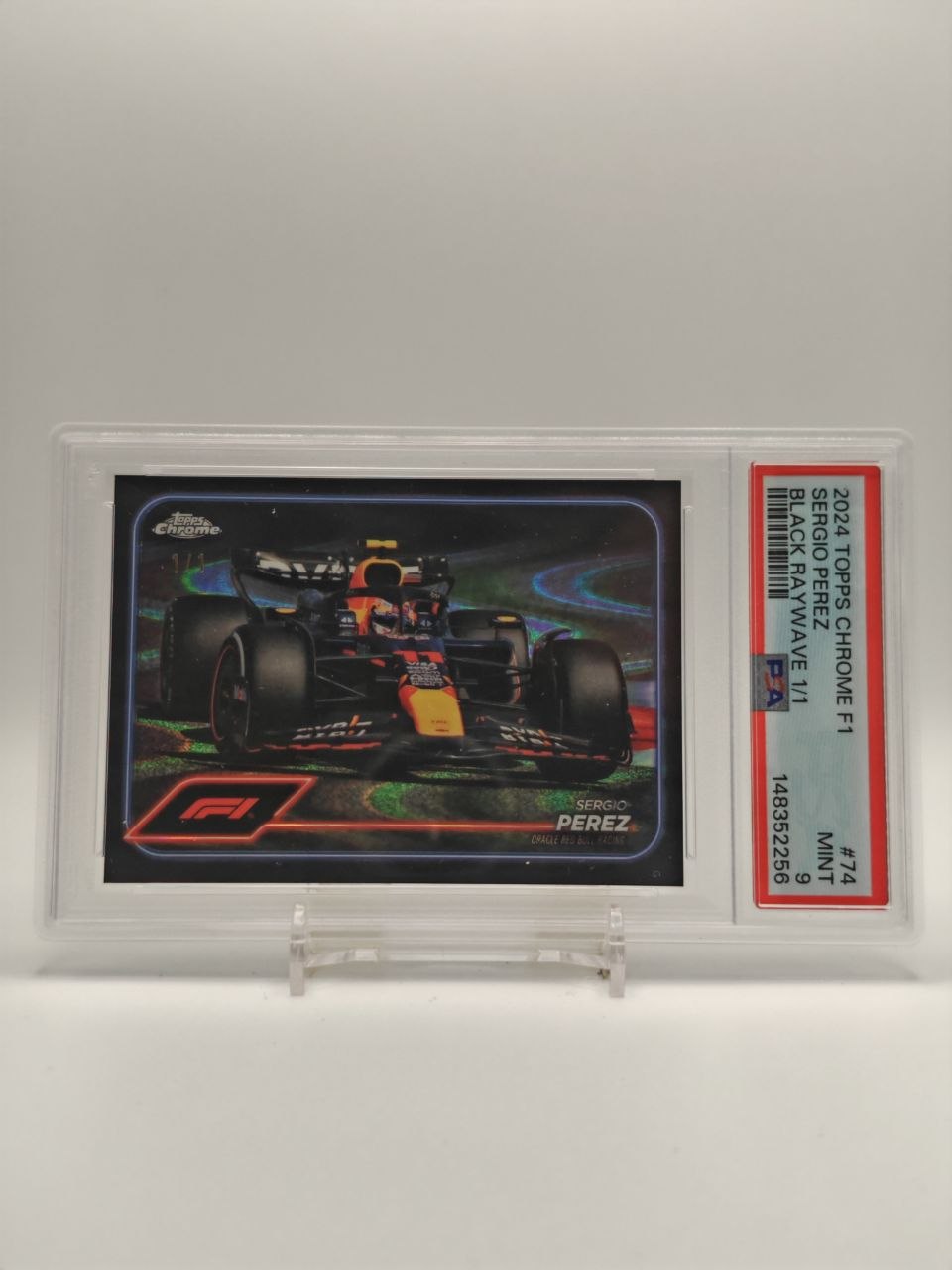 Sergio Perez 2024 Topps Chrome F1 Black Raywave 1/1 PSA 9, fronte