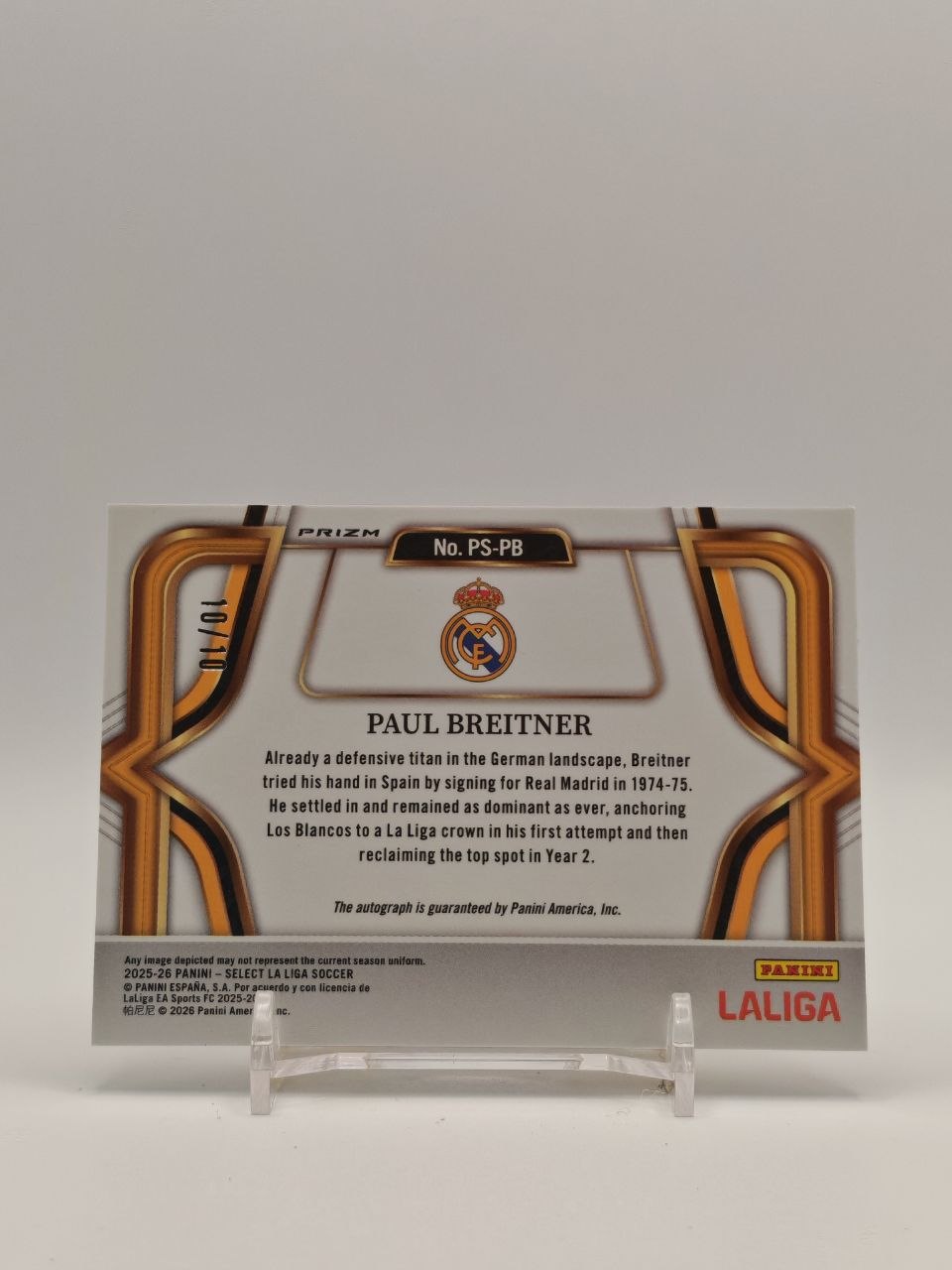 Paul Breitner Panini Select Pitchside Signatures auto 10/10, retro