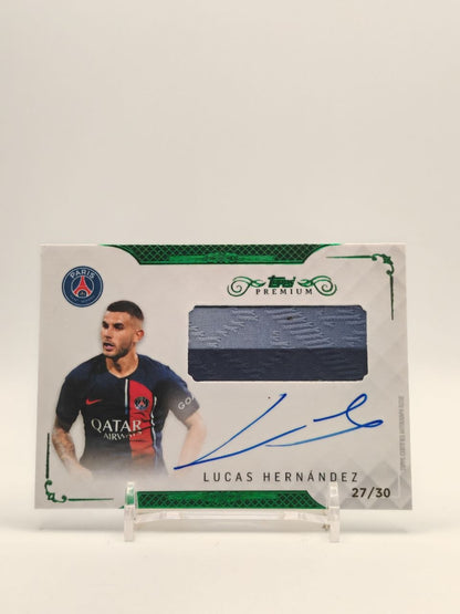 Lucas Hernández Topps PSG Premium Auto Relic 27/30, fronte