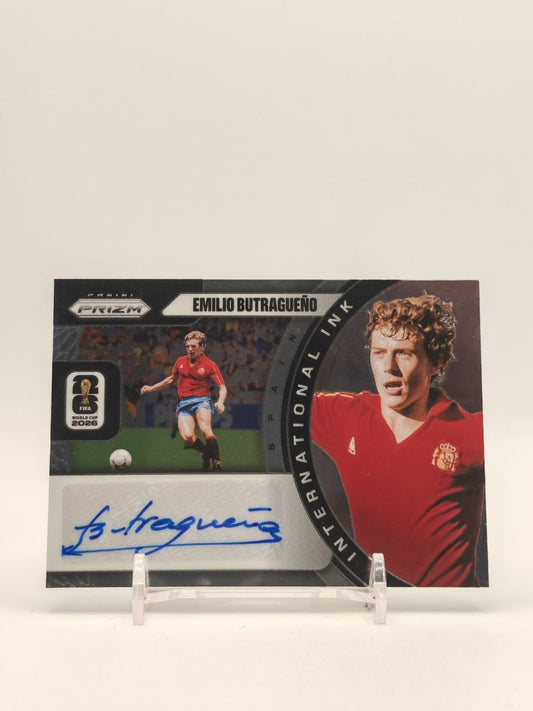 Emilio Butragueño Panini Prizm FIFA World Cup International Ink Auto, fronte