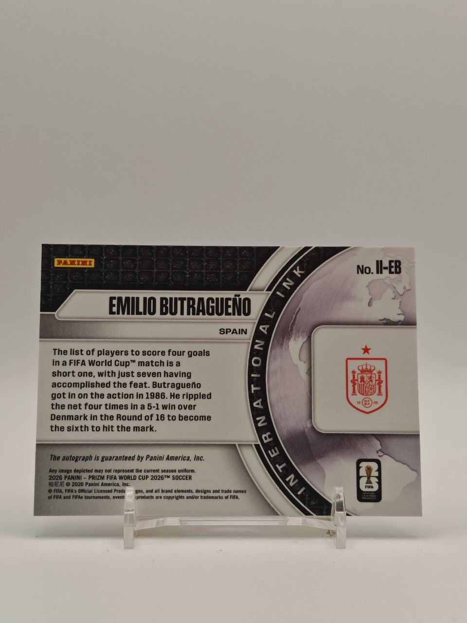 Emilio Butragueño Panini Prizm FIFA World Cup International Ink Auto, retro