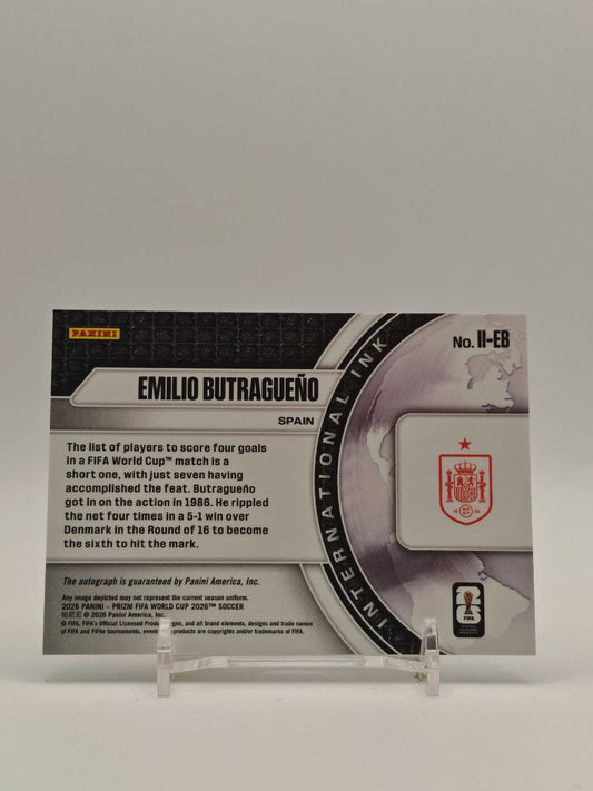 Emilio Butragueño Panini Prizm FIFA World Cup International Ink Auto, retro