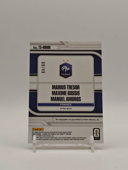 Retro Panini Prizm Francia triplo autografo numerato 09/49 TS-MMM